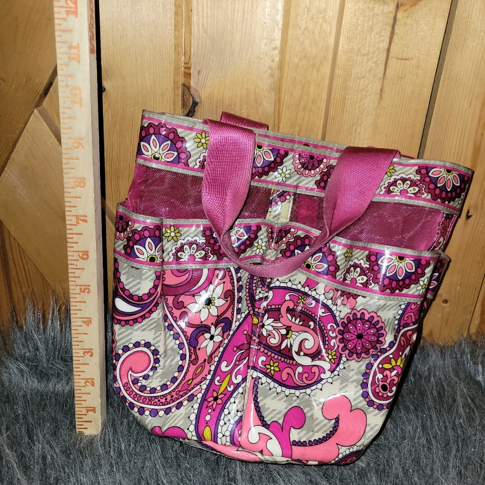 Vera Bradley Pink Paisley Meets Plaid  Shower Caddy /tote Retired - Picture 3 of 12